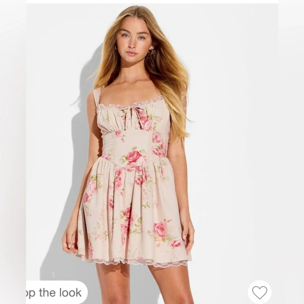 Wild Fable Floral Lace-Trimmed mini dress with corset top and wide band straps - Picture 1 of 12